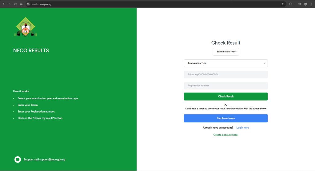 NECO result checker